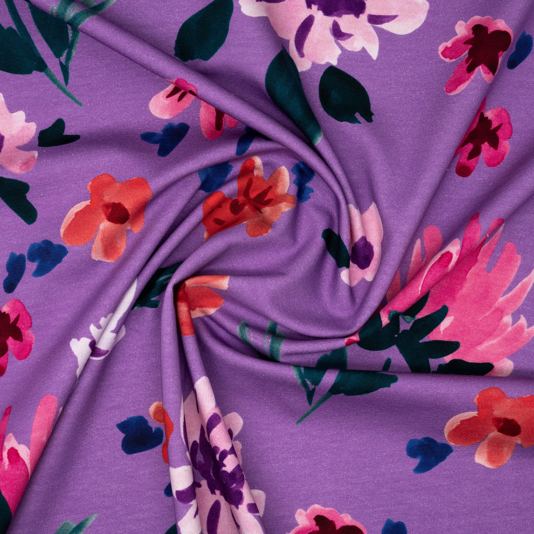 French Terry Aquarell Blumen Lavendel