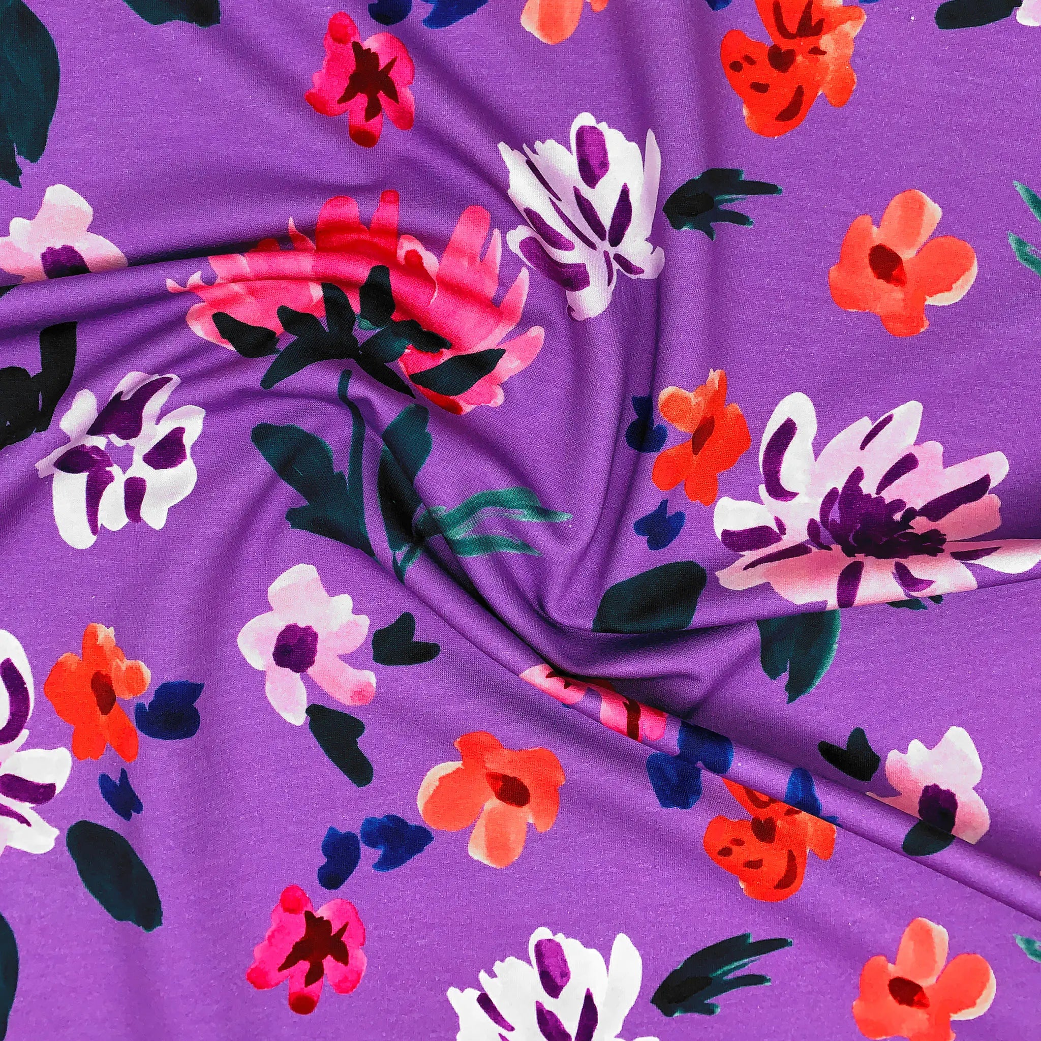 French Terry Aquarell Blumen Lavendel