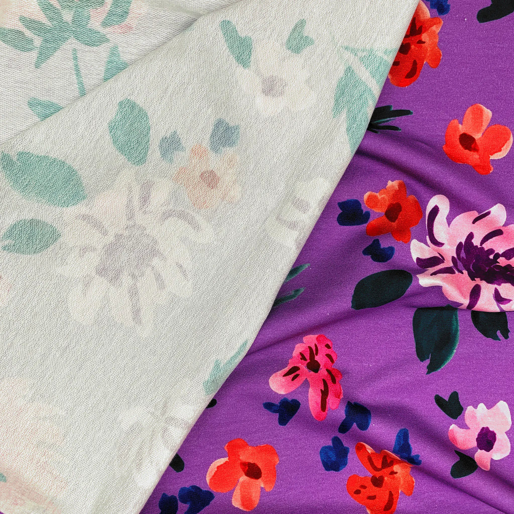 French Terry Aquarell Blumen Lavendel