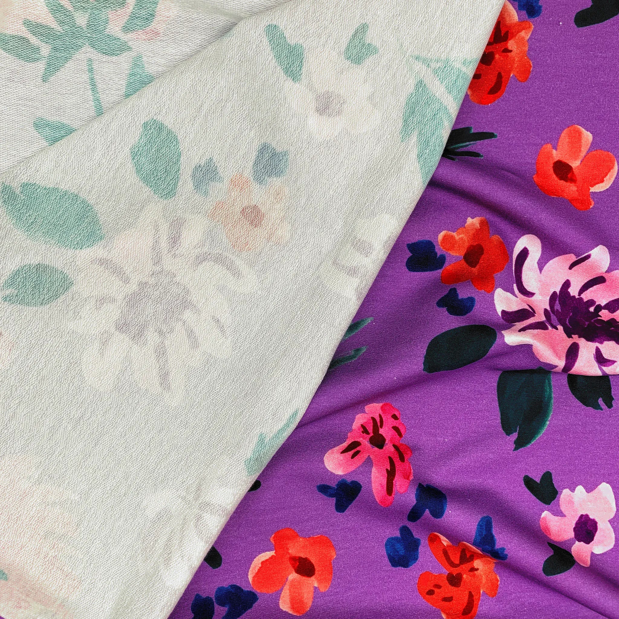 French Terry Aquarell Blumen Lavendel