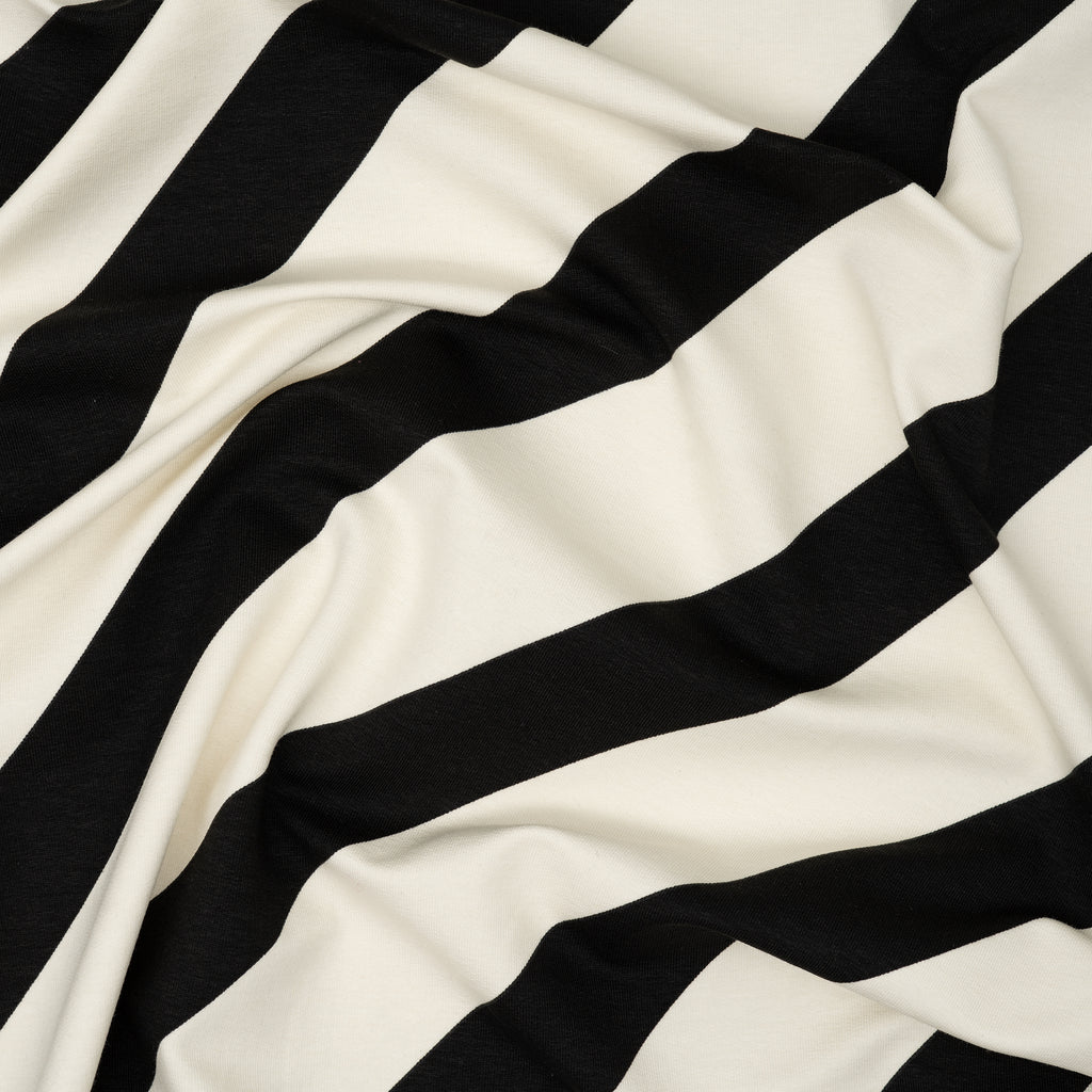 French Terry Diagonale Streifen Schwarz