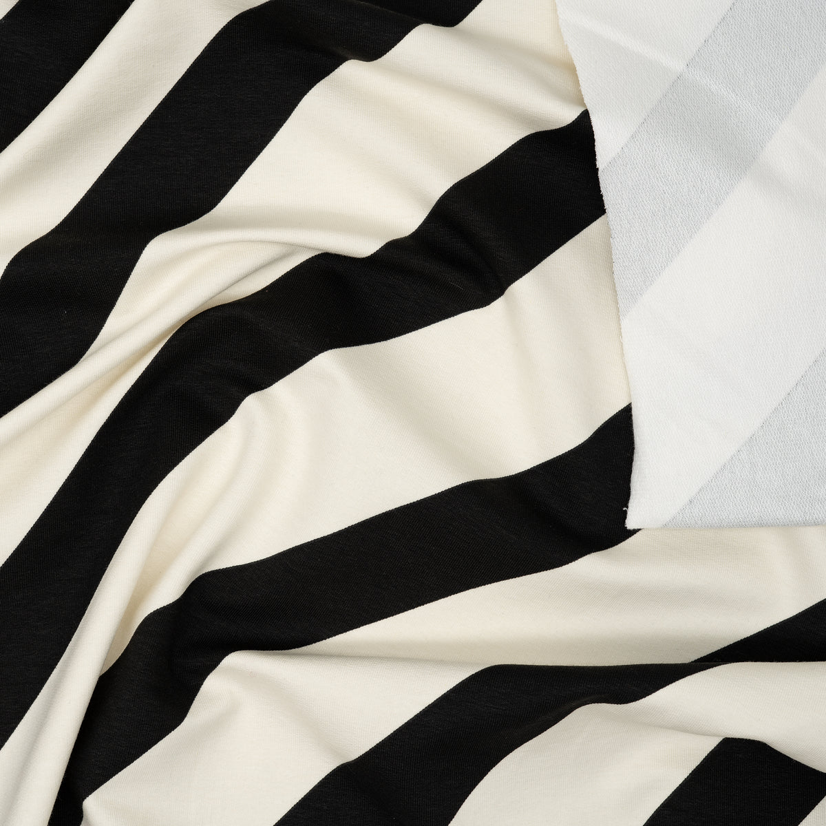 French Terry Diagonale Streifen Schwarz