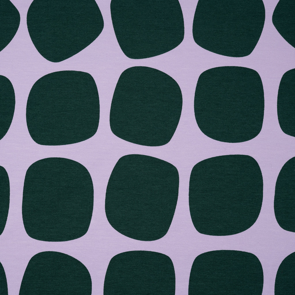 French Terry Verspielte Polka Dots Tannengrün