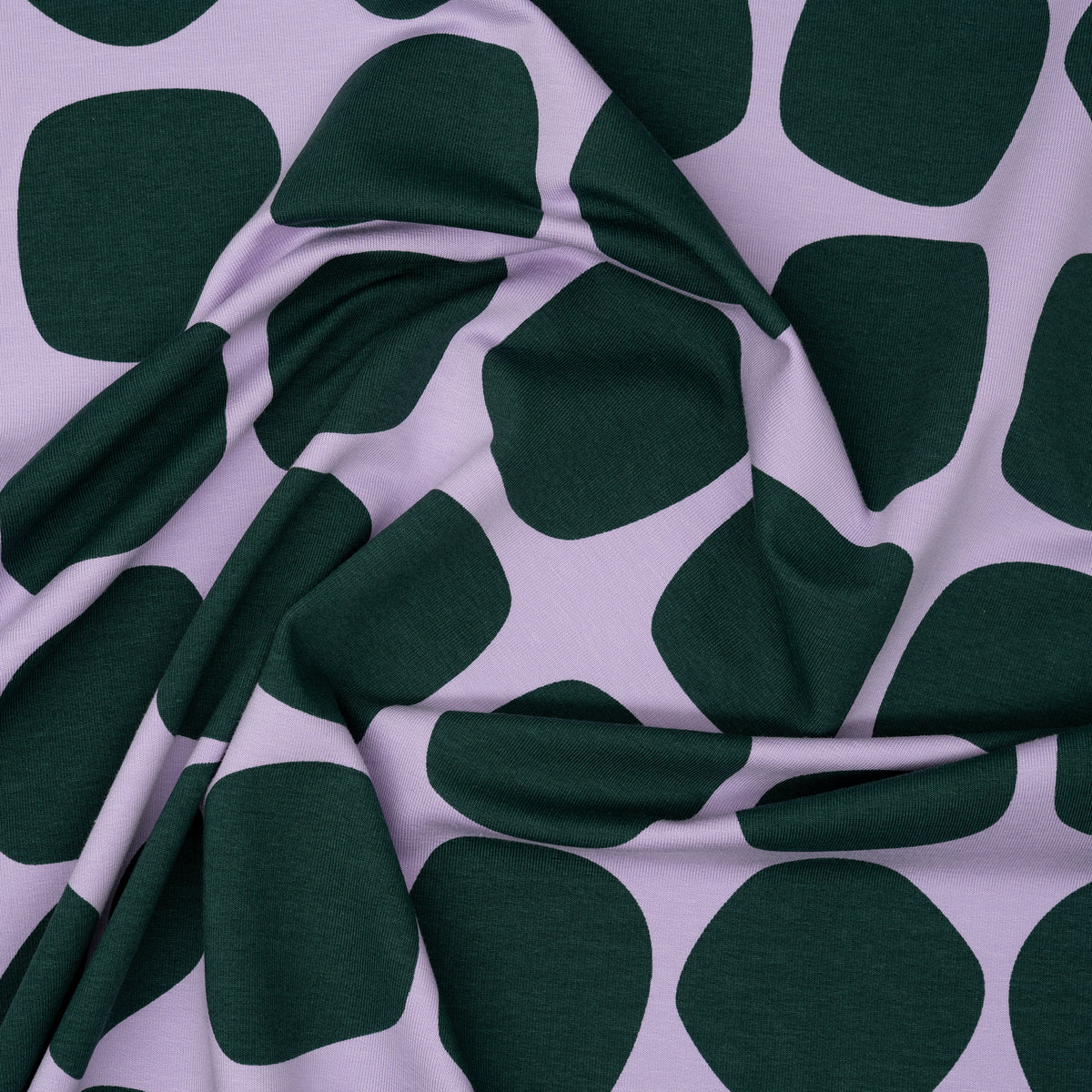 French Terry Verspielte Polka Dots Tannengrün