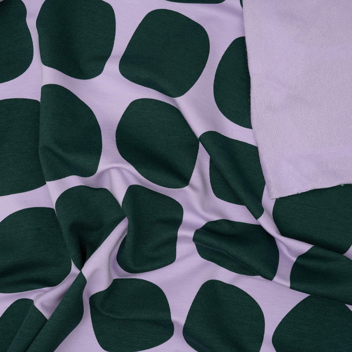 French Terry Verspielte Polka Dots Tannengrün