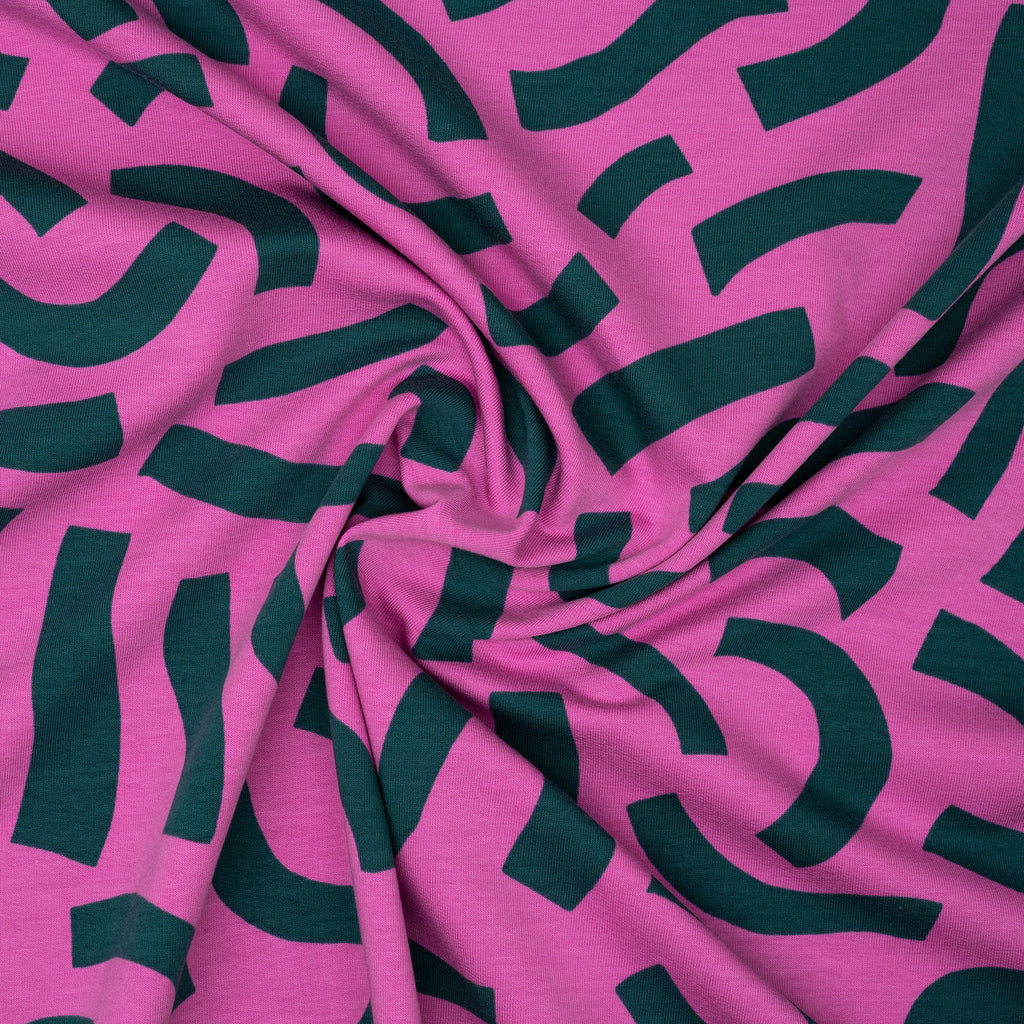 French Terry Verspielte Streifen Rosa | Stoffwerk