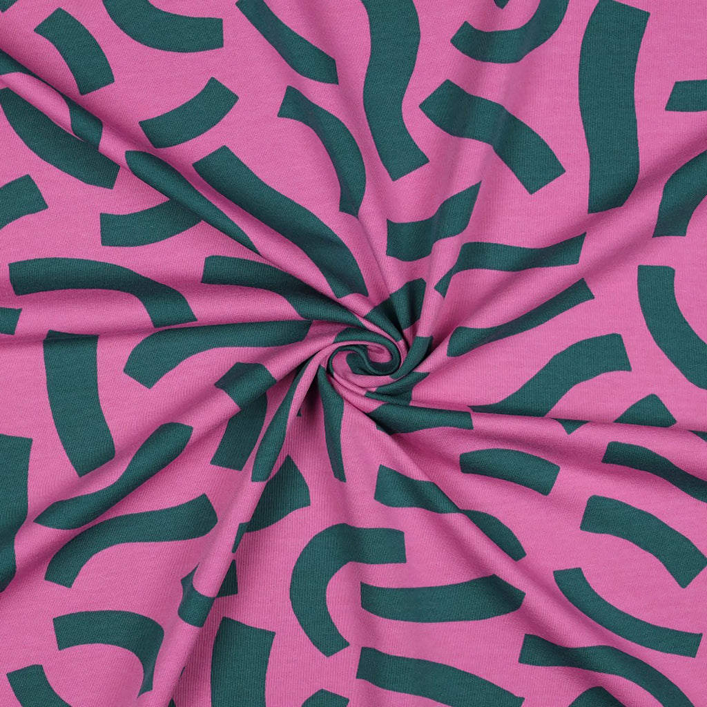 French Terry verspielte Streifen Rosa