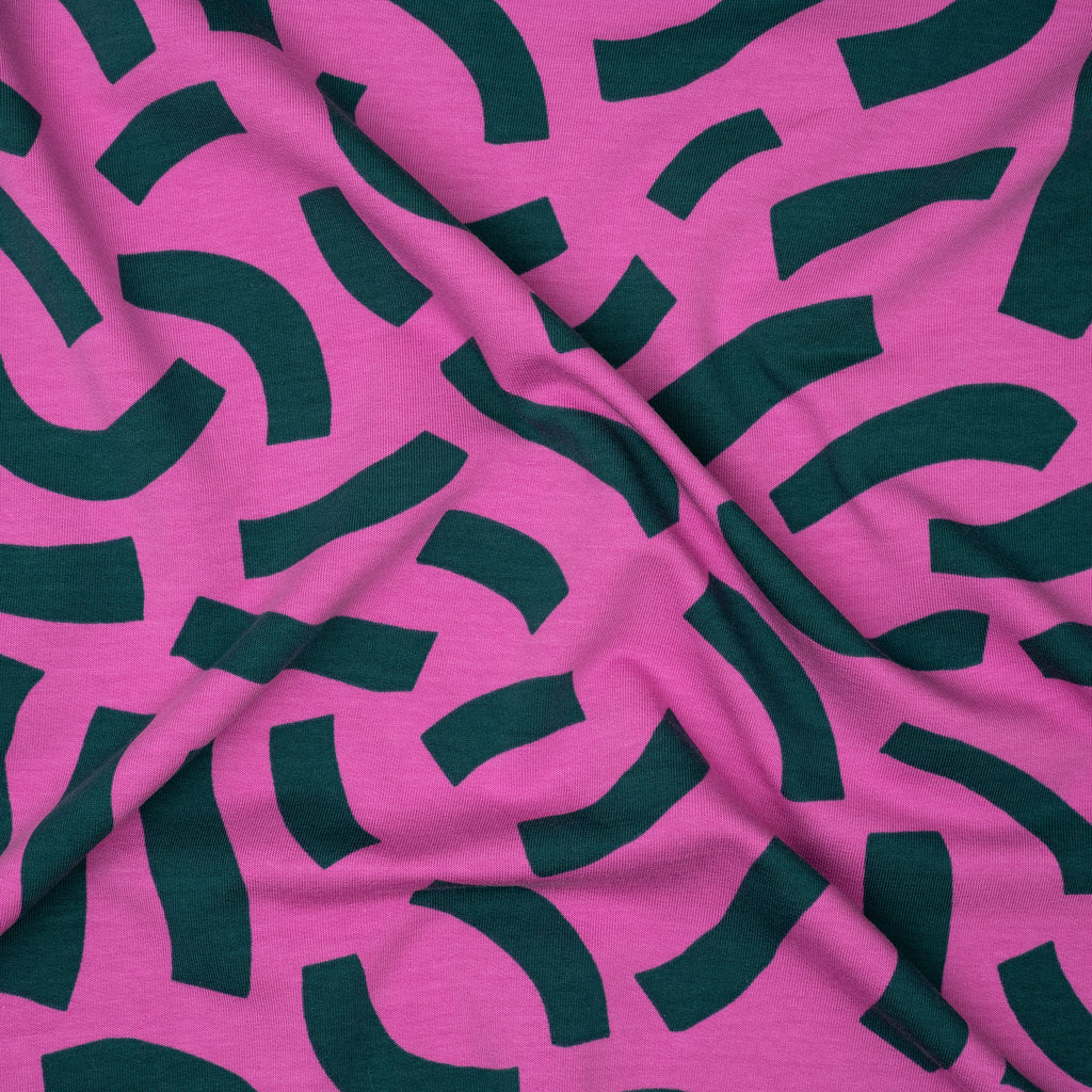 French Terry Verspielte Streifen Rosa | Stoffwerk