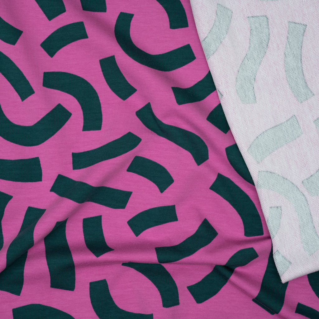 French Terry Verspielte Streifen Rosa | Stoffwerk