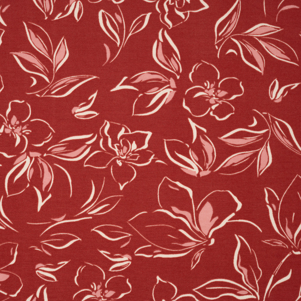 French Terry Zarte Blumen Cayenne