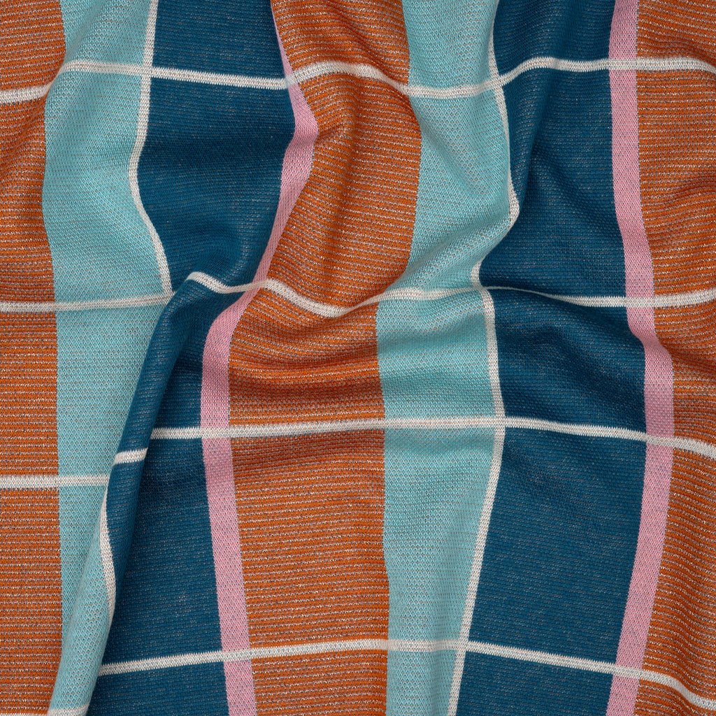 Jacquard Jersey Hamburger Liebe Gleam Suncheck Glitzer Dusty Blau