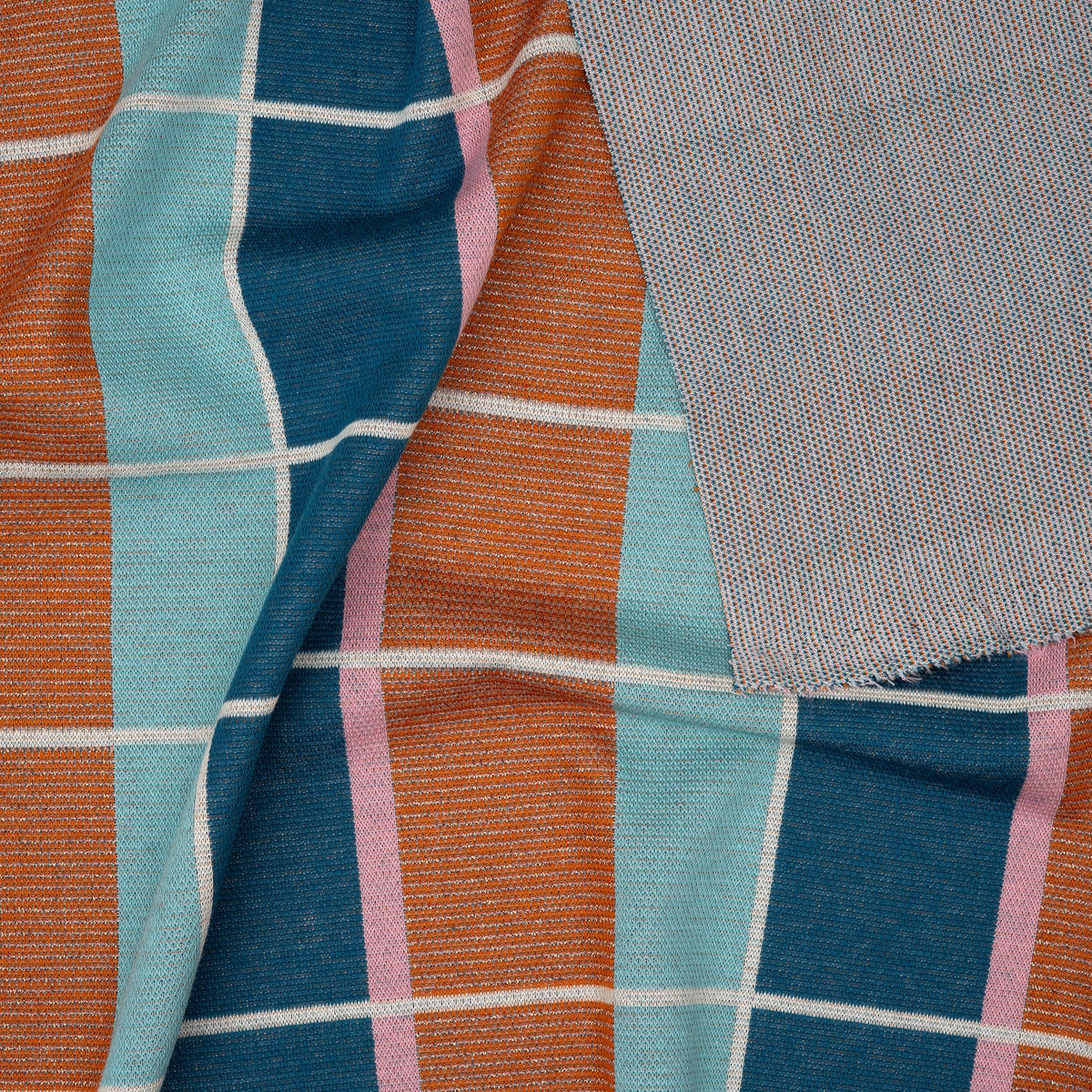 Jacquard Jersey Hamburger Liebe Gleam Suncheck Glitzer Dusty Blau | Stoffwerk