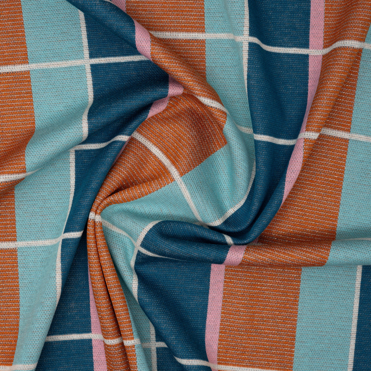 Jacquard Jersey Hamburger Liebe Gleam Suncheck Glitzer Dusty Blau | Stoffwerk