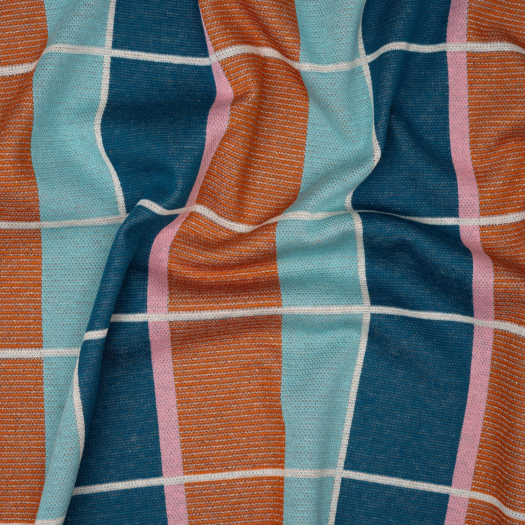 Jacquard Jersey Hamburger Liebe Gleam Suncheck Glitzer Dusty Blau | Stoffwerk