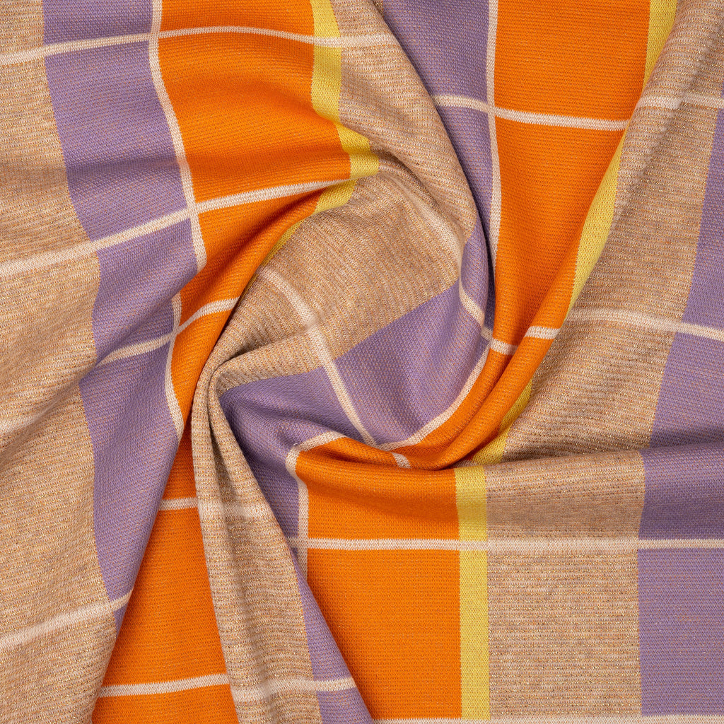 Jacquard Jersey Hamburger Liebe Gleam Suncheck Glitzer Orange | Stoffwerk