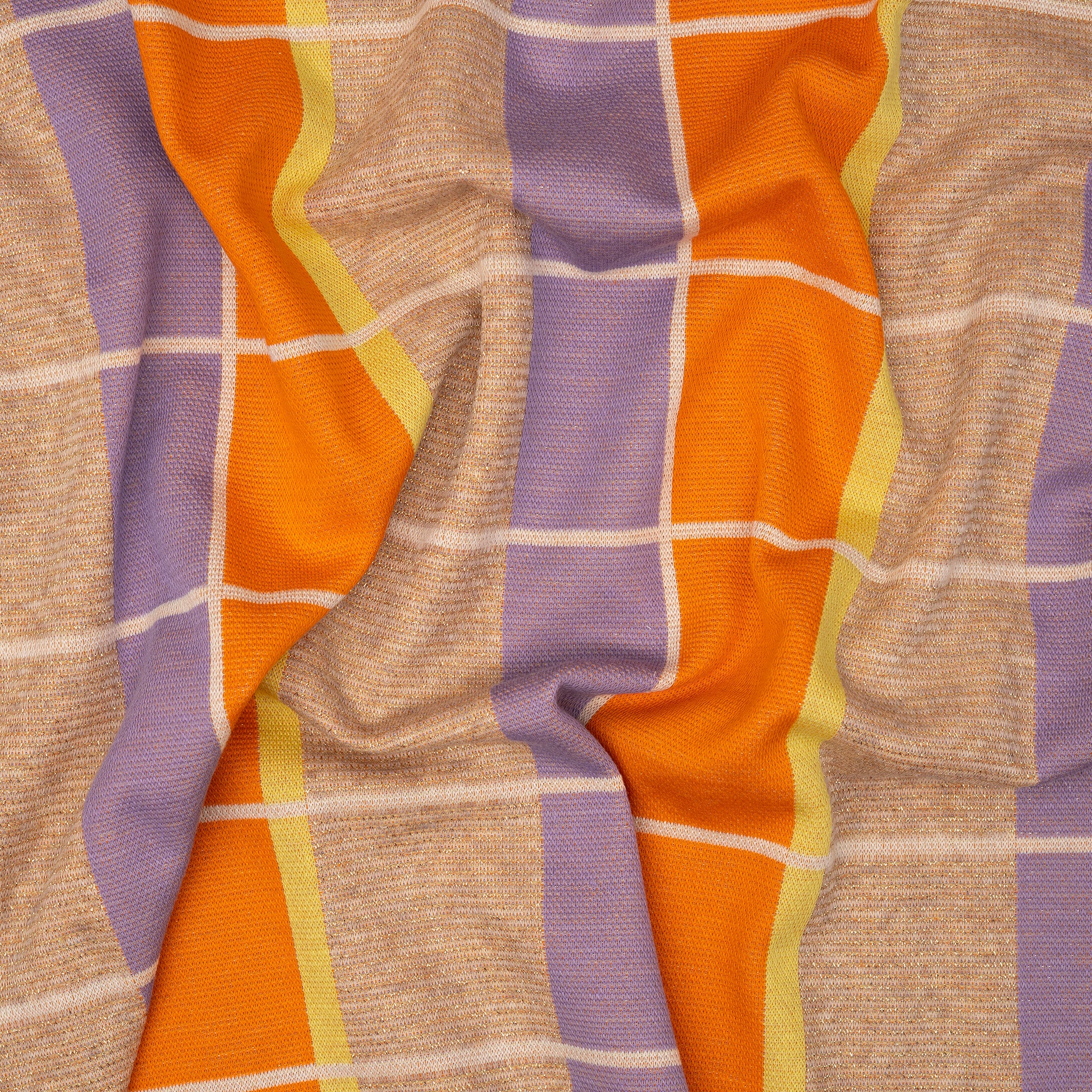 Jacquard Jersey Hamburger Liebe Gleam Suncheck Glitzer Orange