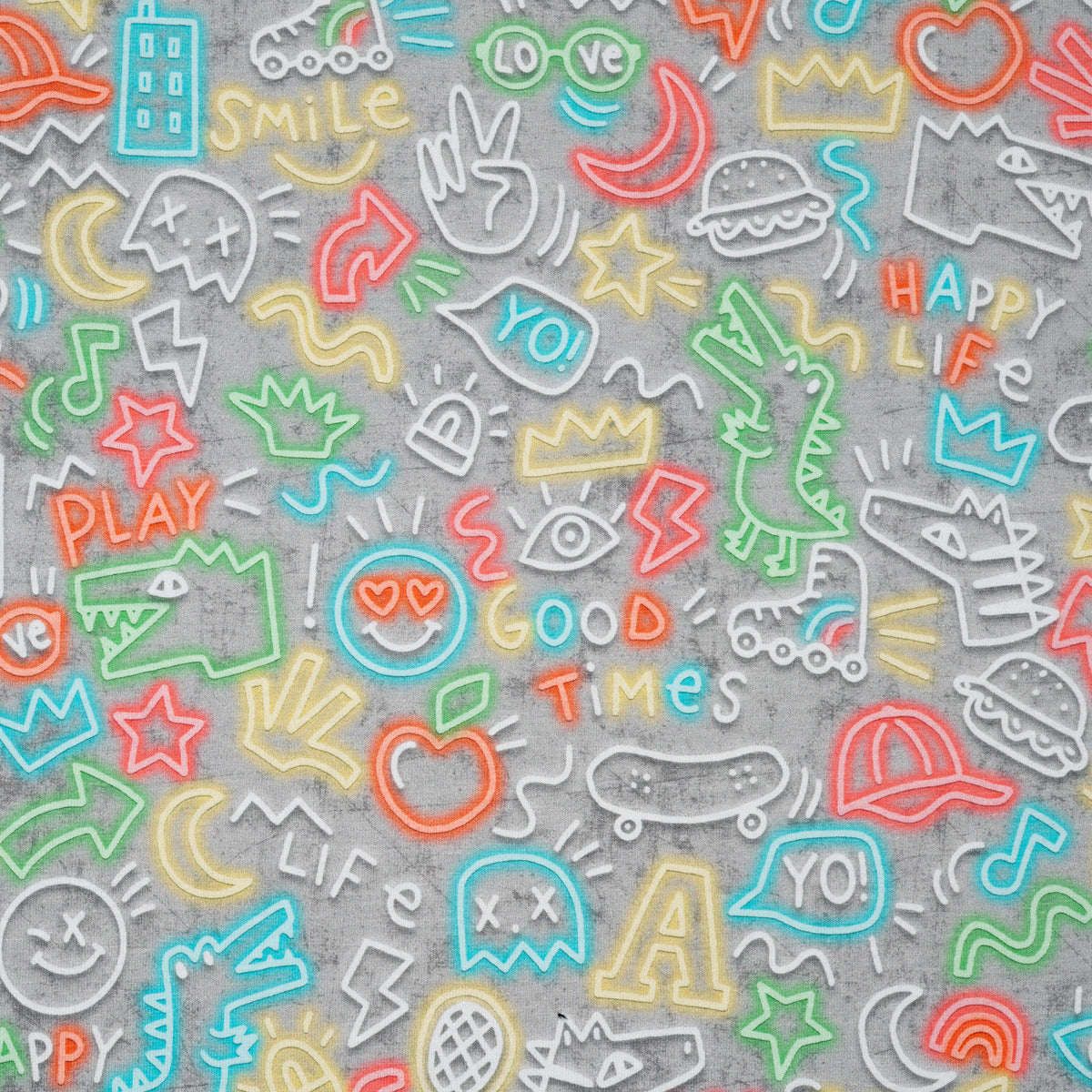 Jersey Neon Doodle Art Hellgrau