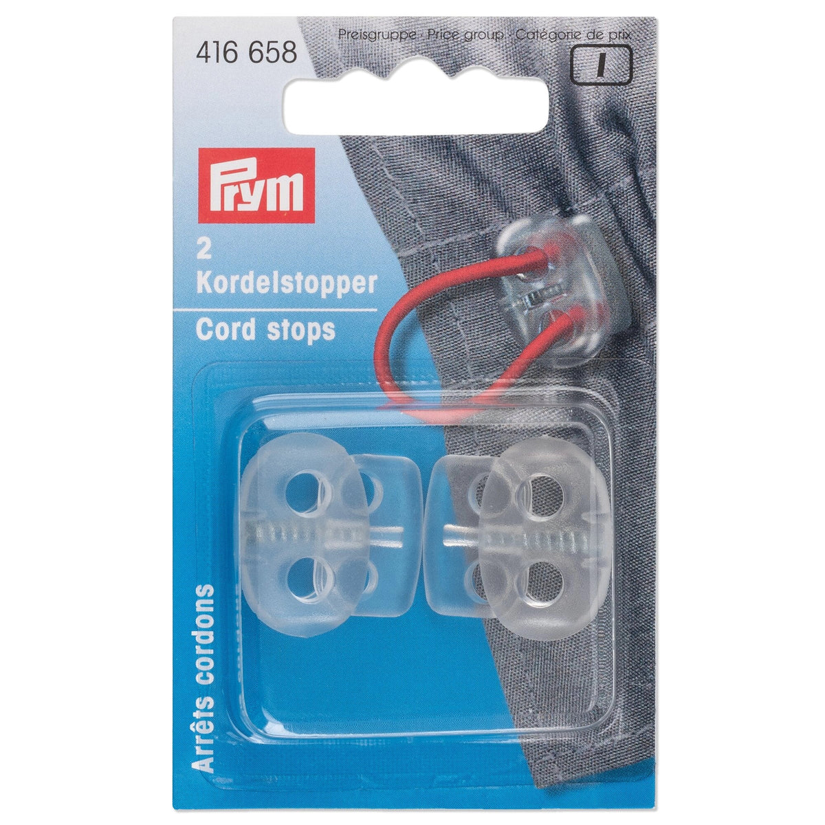 Kordelstopper 2-Loch transparent | Stoffwerk