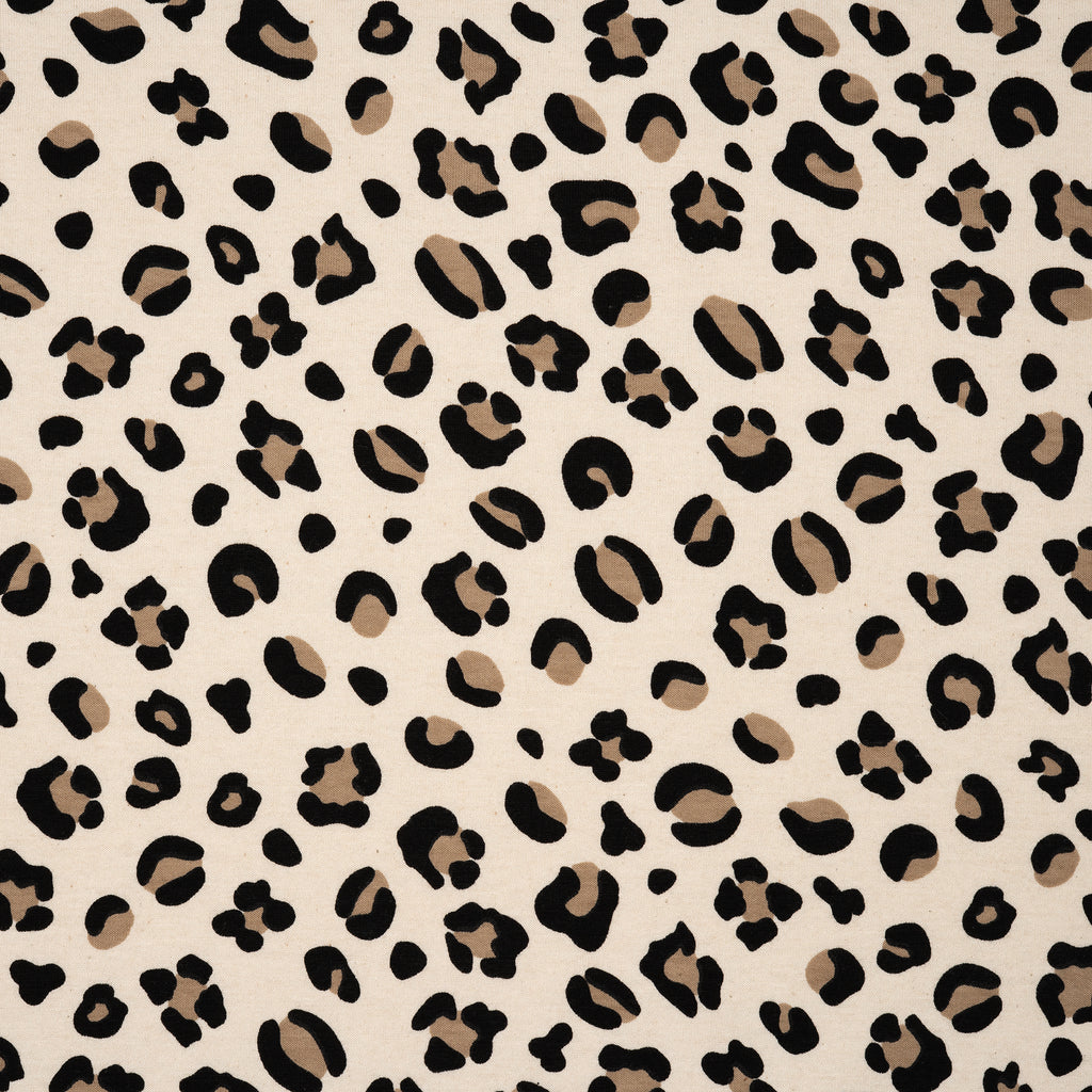 Kuschelsweat Naturbelassen Leo Beige Schwarz | Stoffwerk