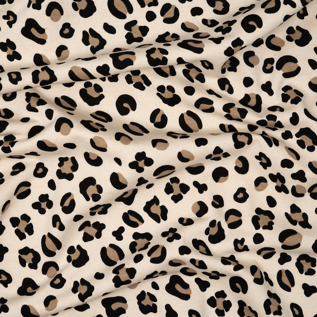 Kuschelsweat Naturbelassen Leo Beige Schwarz | Stoffwerk