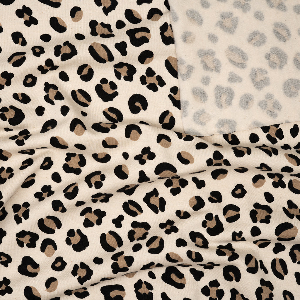 Kuschelsweat Naturbelassen Leo Beige Schwarz | Stoffwerk