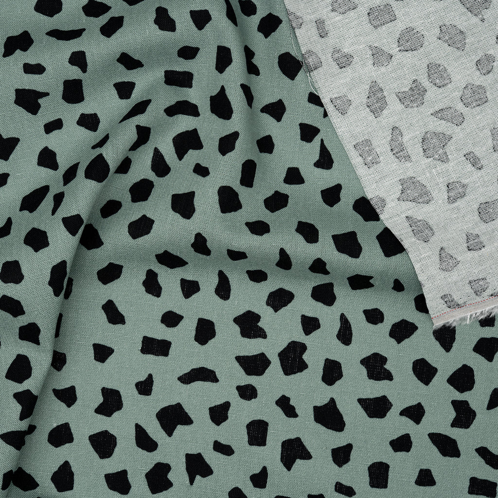 Leinen Viskose Dots Rauchgrün | Stoffwerk