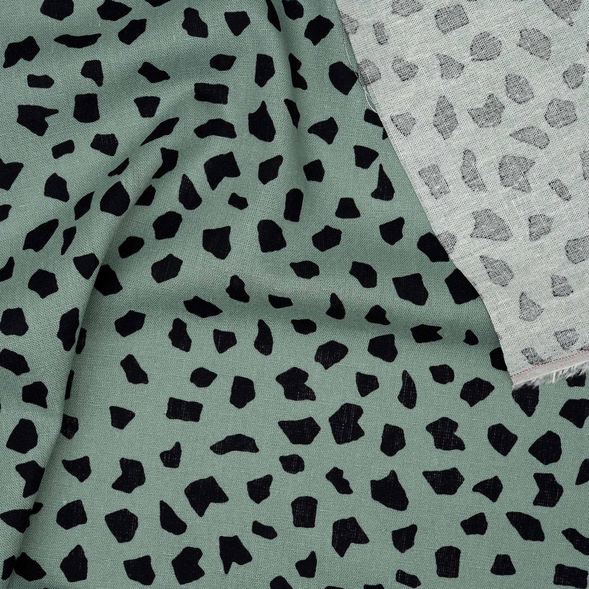 Leinen Viskose Dots Rauchgrün | Stoffwerk