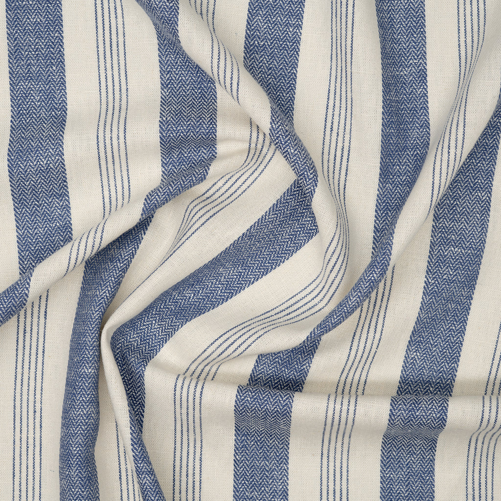 Leinen Viskose Fischgrät-Streifen Jeansblau | Stoffwerk