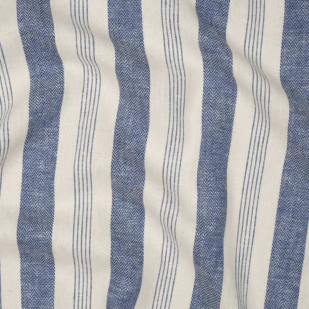 Leinen Viskose Fischgrät-Streifen Jeansblau | Stoffwerk