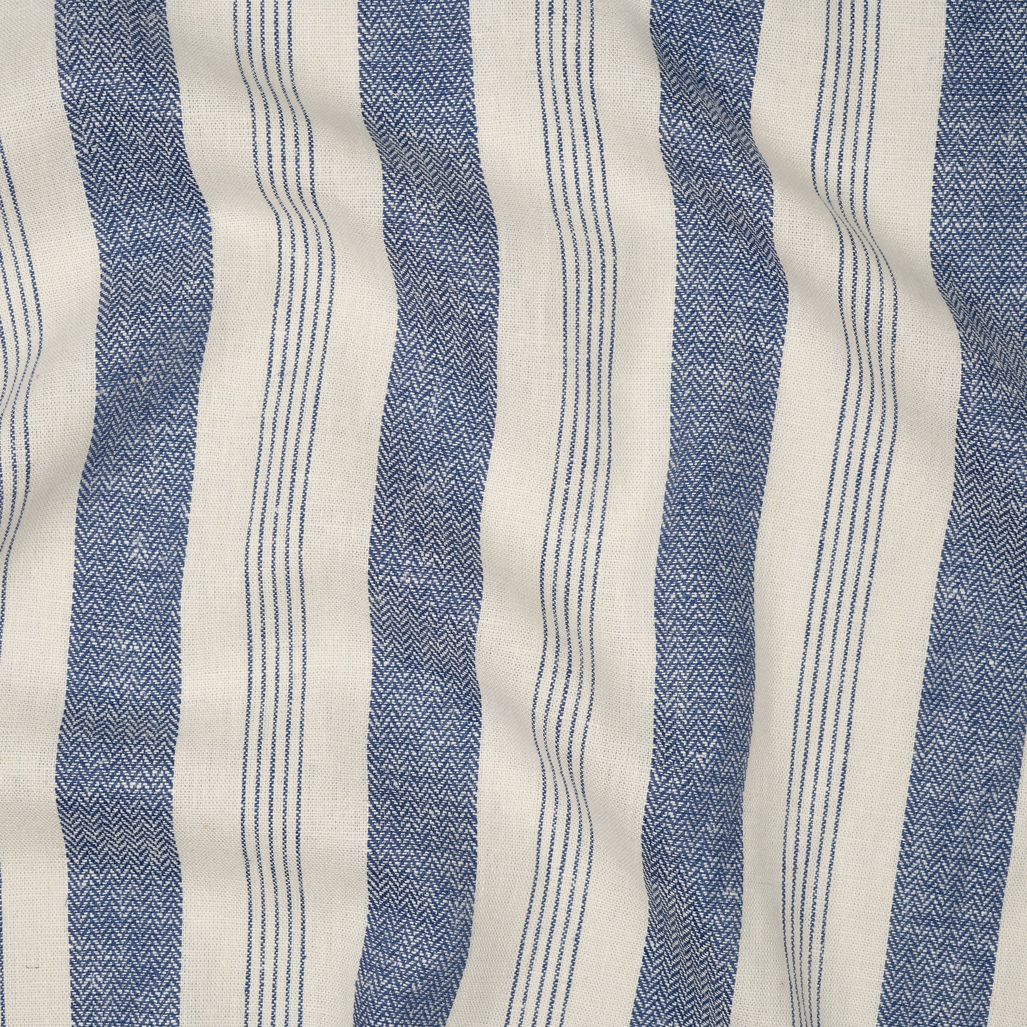 Leinen Viskose Fischgrät-Streifen Jeansblau | Stoffwerk