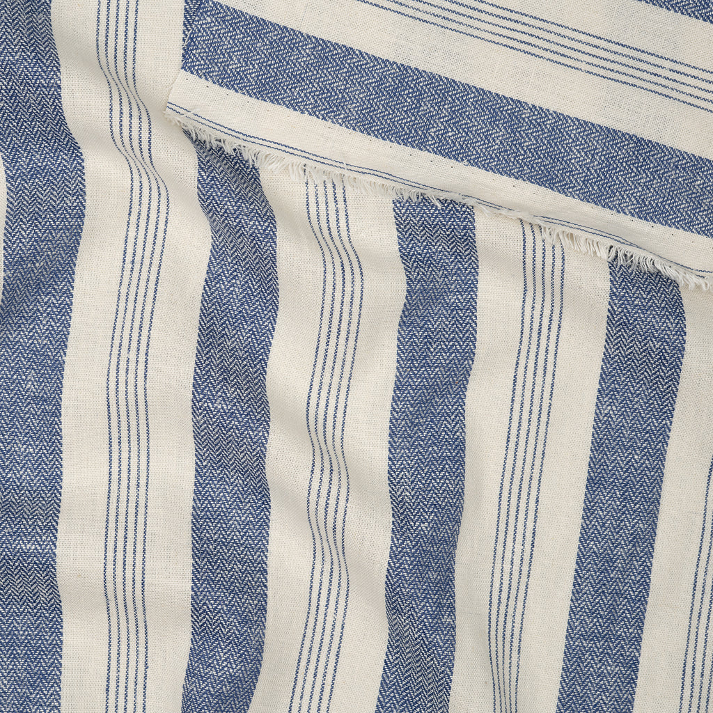 Leinen Viskose Fischgrät-Streifen Jeansblau | Stoffwerk