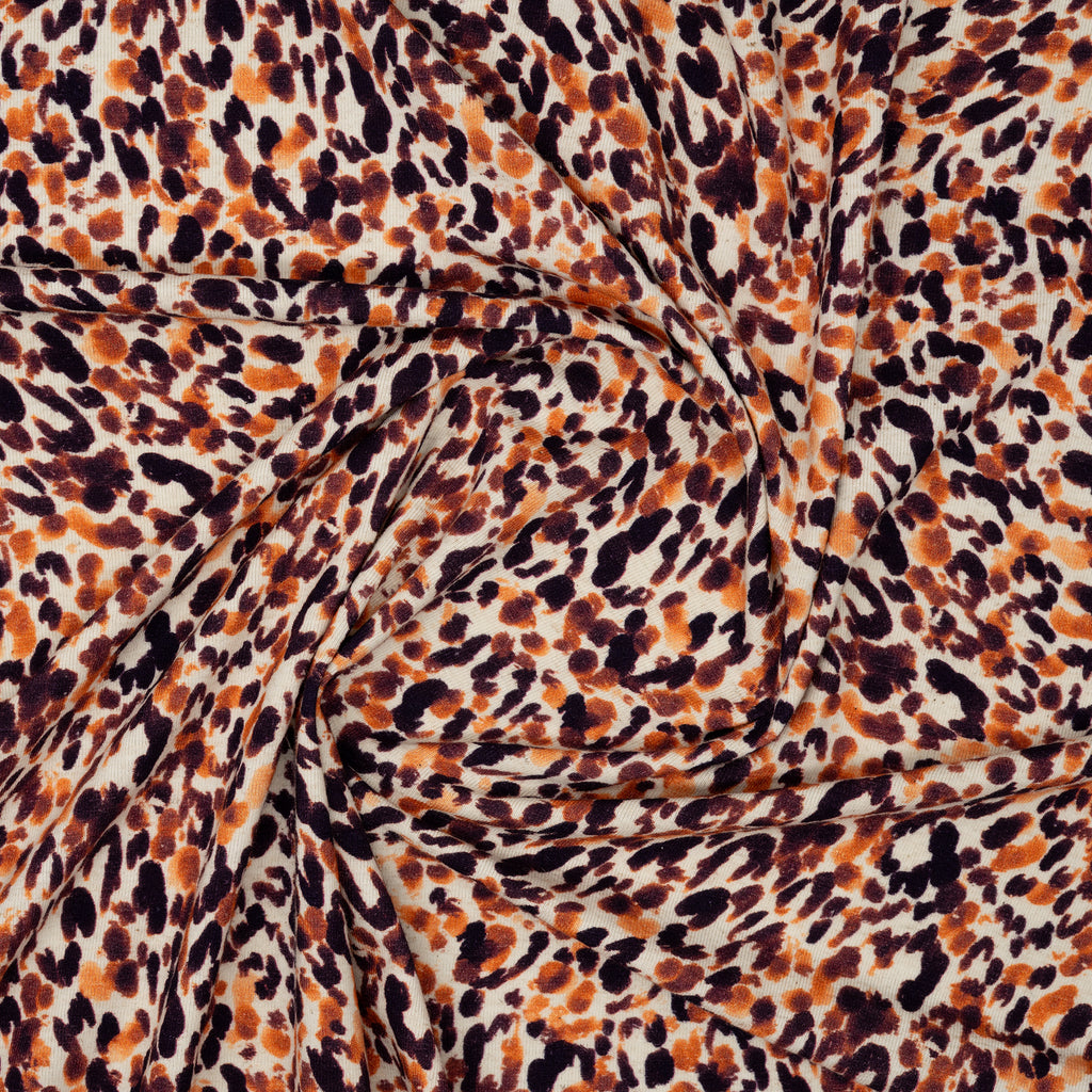 Leinenjersey Leoprint Orange | Stoffwerk