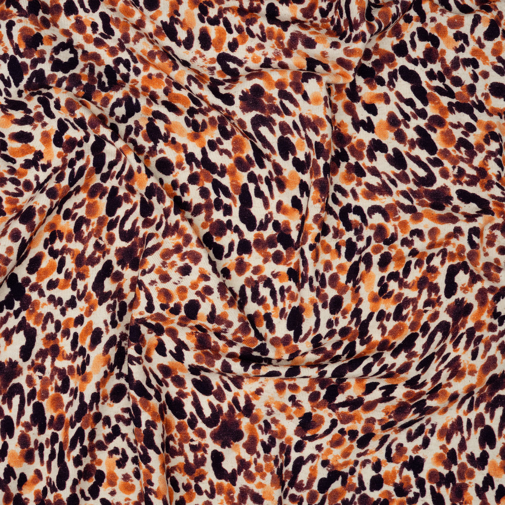 Leinenjersey Leoprint Orange | Stoffwerk