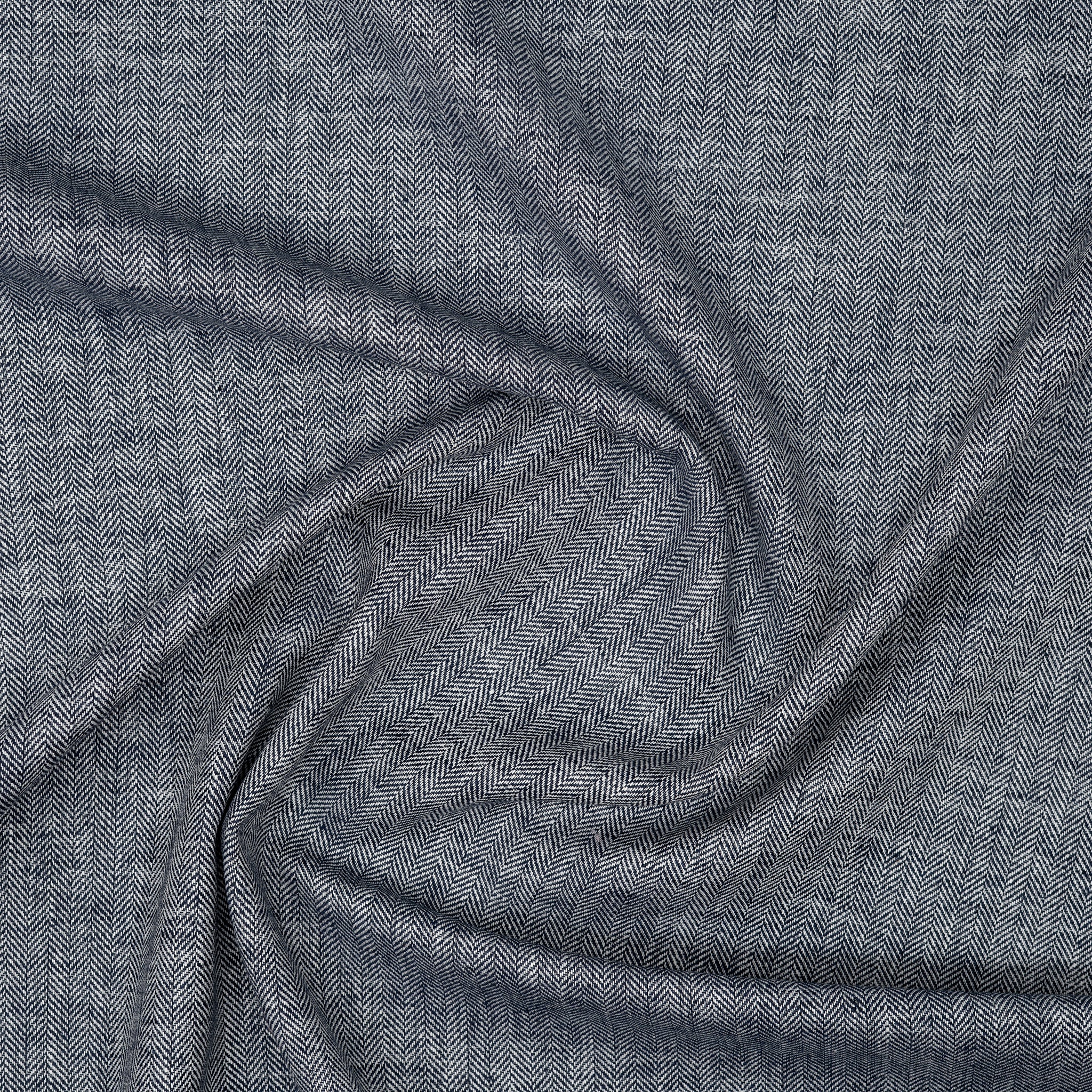 Leinenmix Fischgrät Marineblau | Stoffwerk