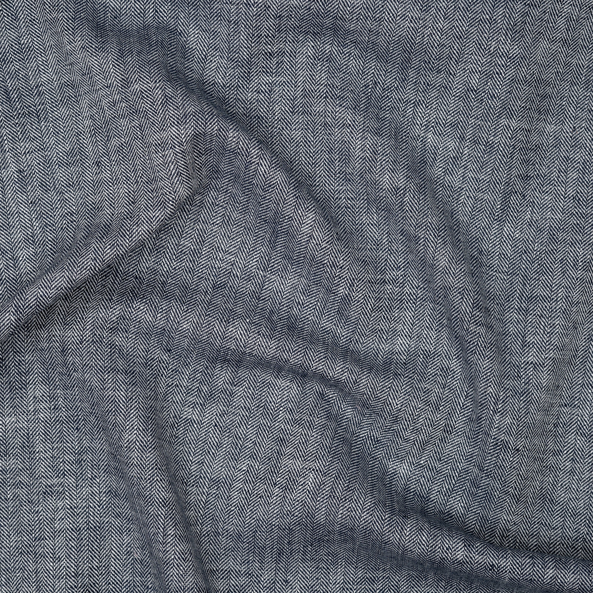 Leinenmix Fischgrät Marineblau | Stoffwerk