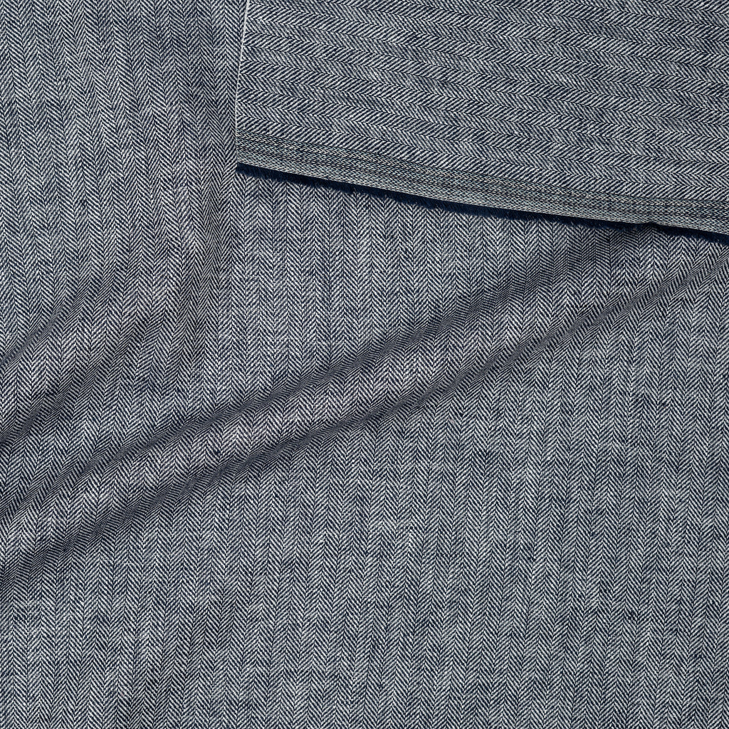 Leinenmix Fischgrät Marineblau | Stoffwerk