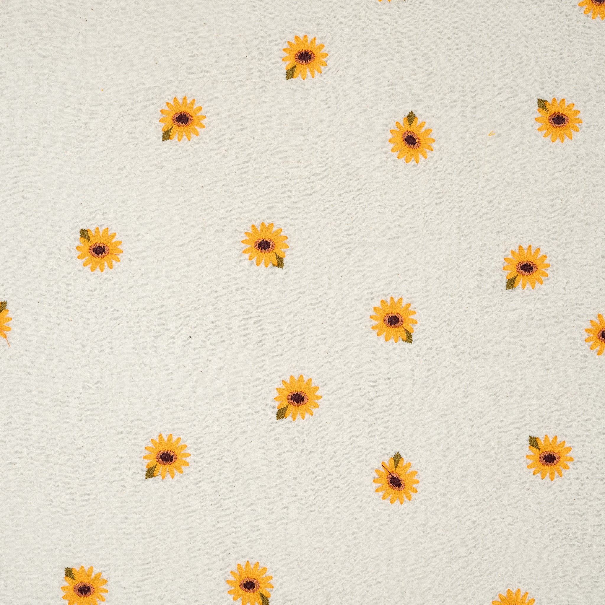 Musselin Naturbelassen Bestickte Sonnenblumen