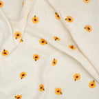 Musselin Naturbelassen Bestickte Sonnenblumen