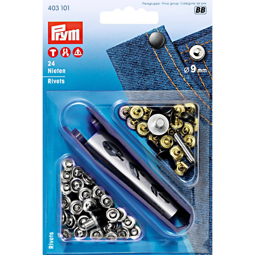 Nieten silberfarbig alteisen 9mm | Stoffwerk