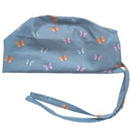 OP-Haube Popeline mit Gummi bunte Schmetterlinge Mint Lila Orange
