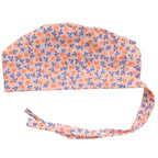 OP-Haube Popeline mit Gummi kleine Blümchen Lila Apricot
