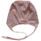 OP-Haube Popeline mit Gummi kleine Blümchen Lila Apricot