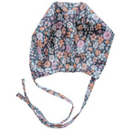 OP-Haube Popeline mit Gummi Vintage Blume Bunt Orange Blau Grau | Stoffwerk