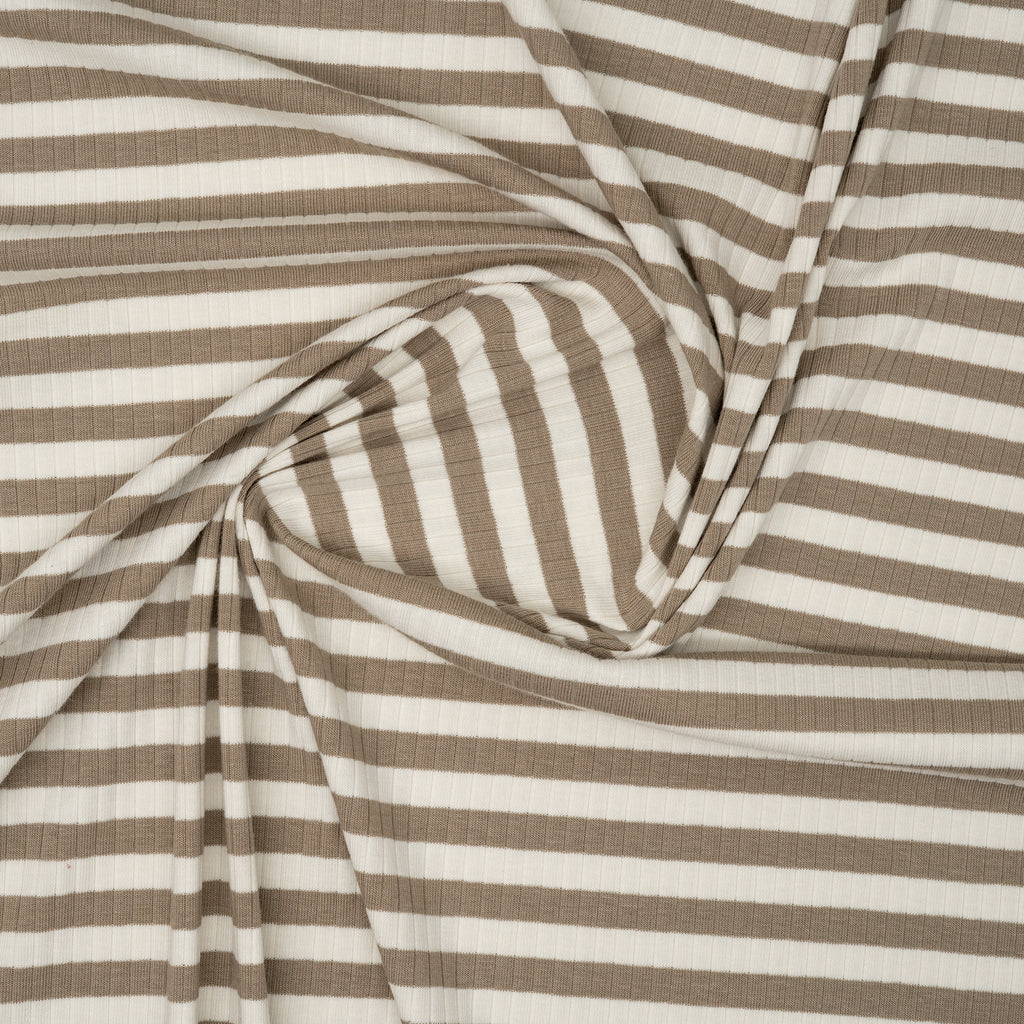 Ripp Jersey Taupe Streifen