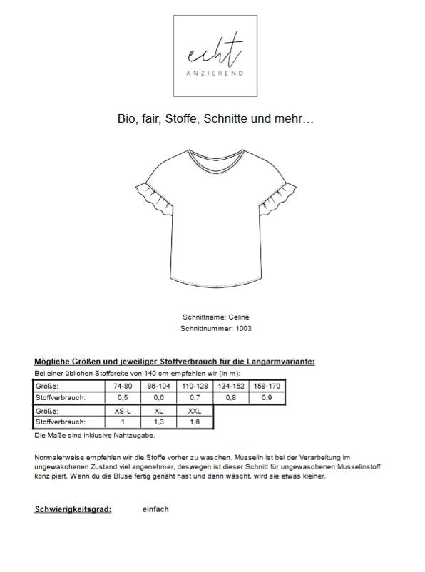 Schnittmuster Bluse Celine