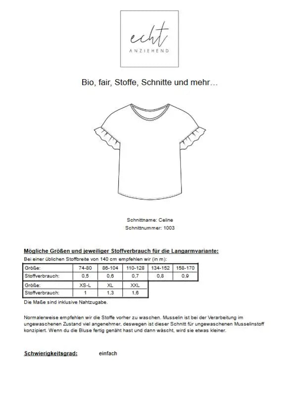 Schnittmuster Bluse Celine