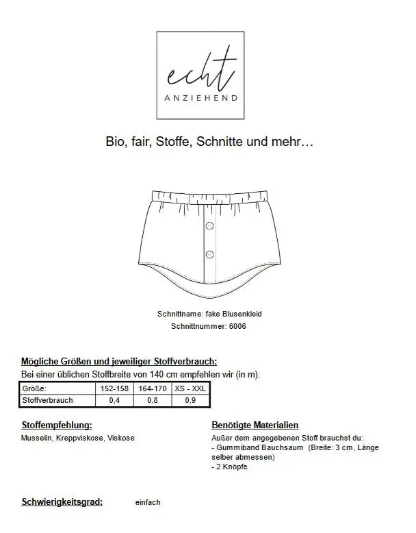 Schnittmuster Fake Bluse | Stoffwerk