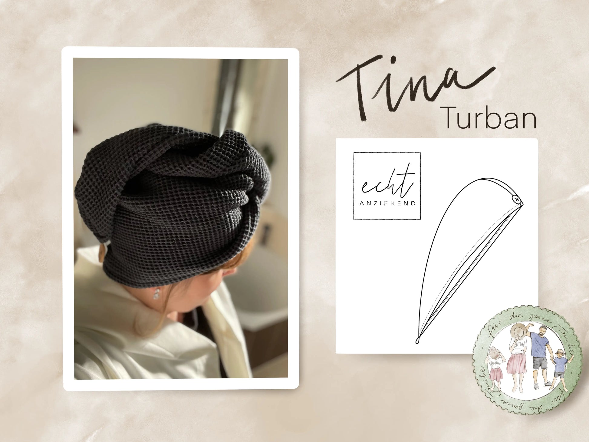 Schnittmuster Haarhandtuch Tina Turban