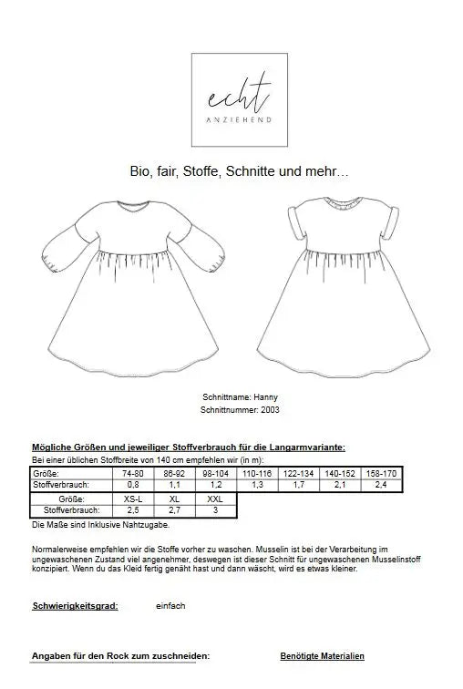 Schnittmuster Kleid Hanny