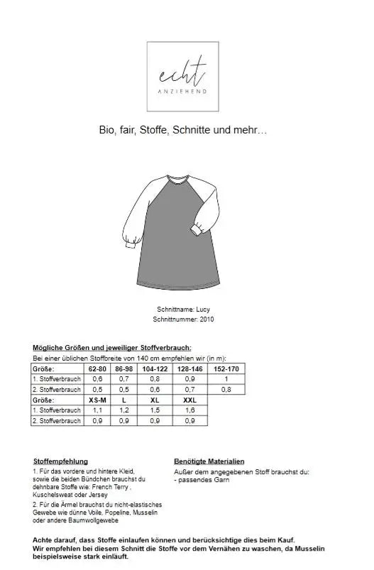 Schnittmuster Kleid Lucy | Stoffwerk